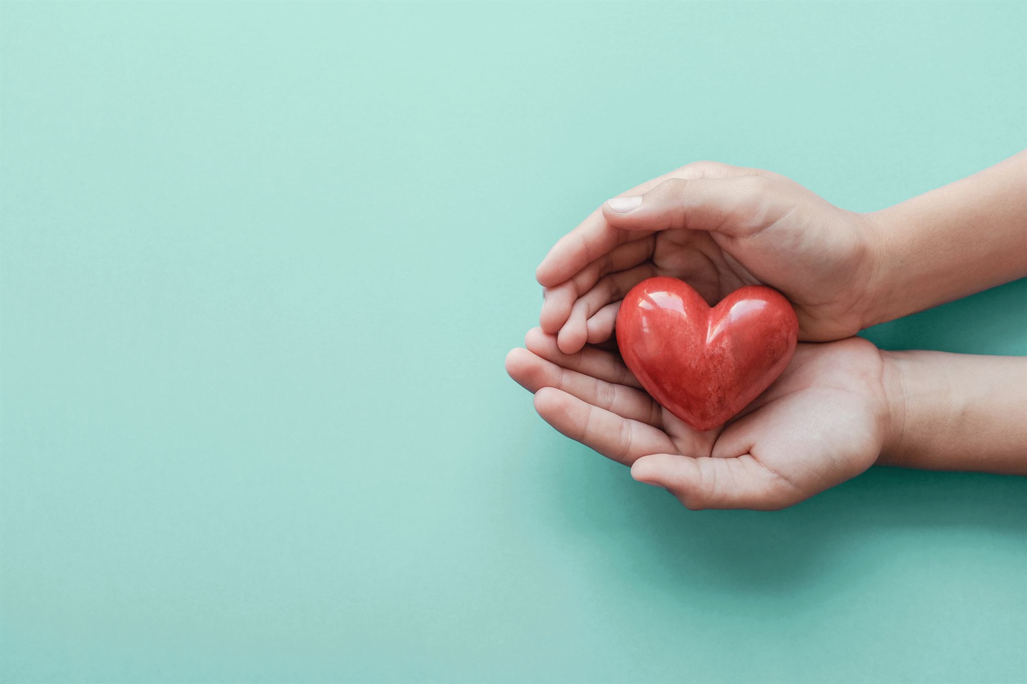 Hands holding a heart symbol